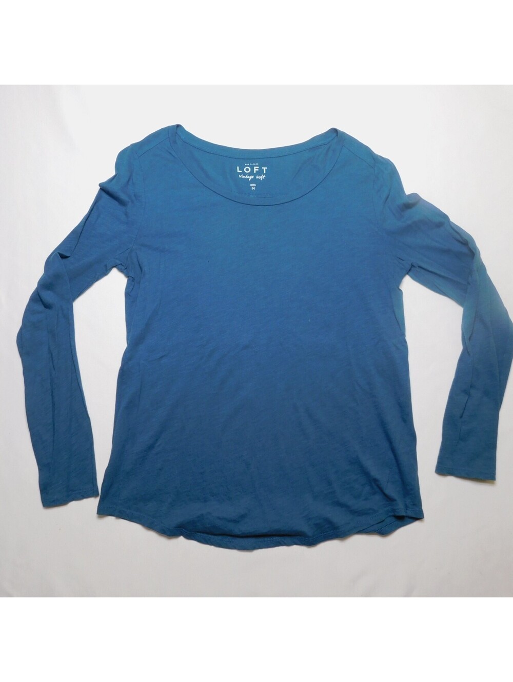 Ann Taylor LOFT Vintage Soft Shirt Womens M Medium Teal Blue Long Sleeve Tee Top
